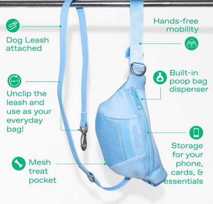 Springer Nylon Dog Sling Bag + Leash, Sky Blue, One Size (4-ft Long)