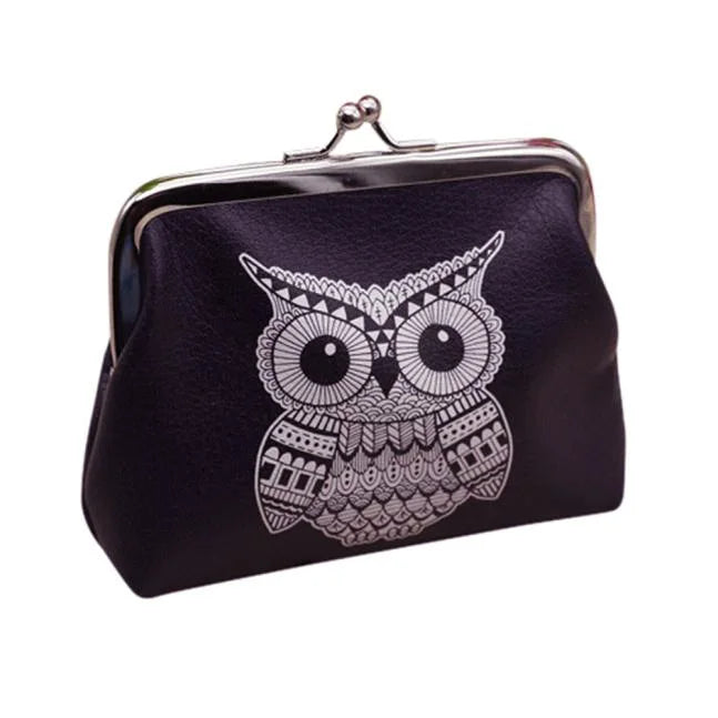 Owl Leather Coin Purse Womens Small Hasp Wallet Female Bank Card Holder Clutch Casual Retro Handbag Ladies Tote Bolsas Feminina