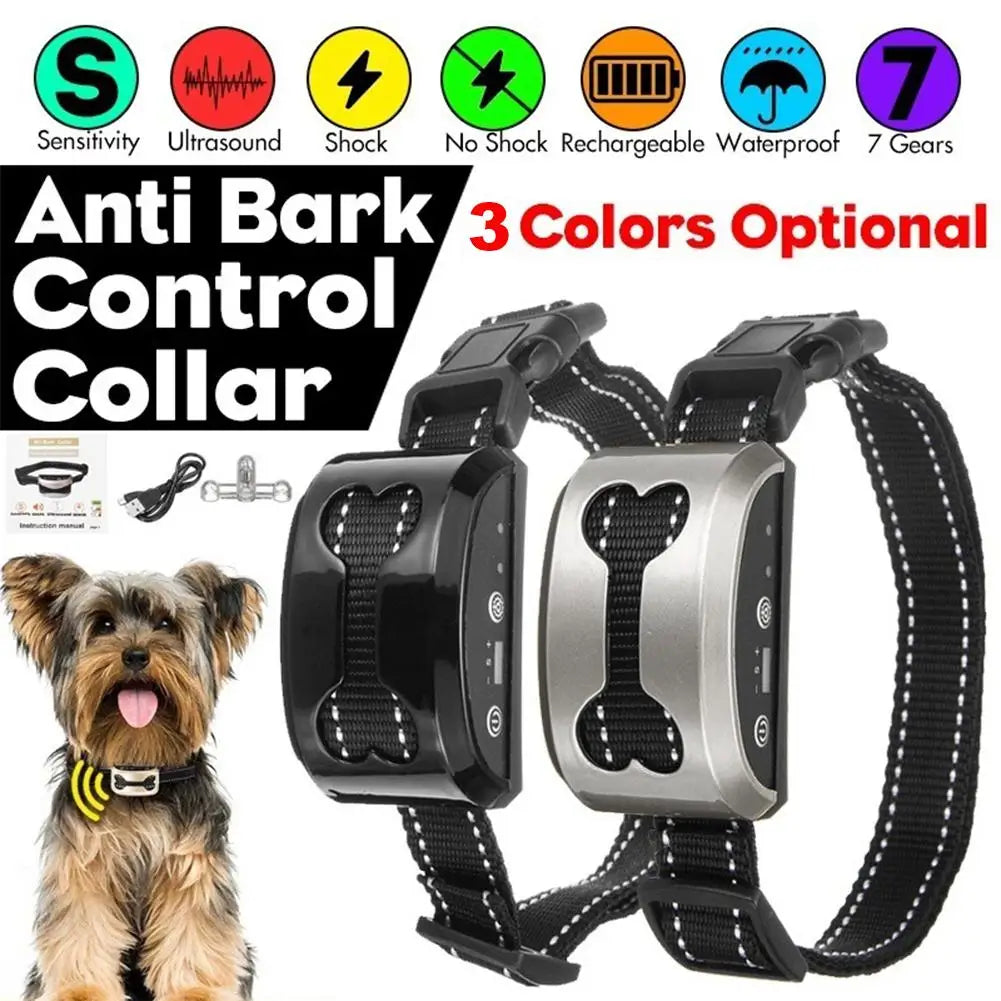 Smart Dog Anti Bark Collar Ultrasonic Waterproof Auto Anti Humane Bark Collar Stop Dog Barking Rechargeable Shock/Safe Gps track