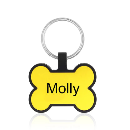 Personalized Pets ID Tag Silicone Double Side Custom Name&Number Bone Shape Pendant Anti-lost Pets Keychain Accessories