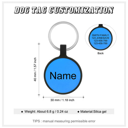 Personalized Pets ID Tag Silicone Double Side Custom Name&Number Bone Shape Pendant Anti-lost Pets Keychain Accessories