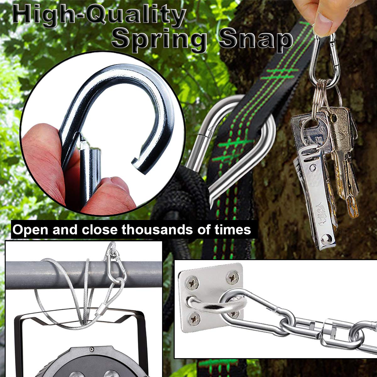 10pcs Spring Snap Hook Stainless Steel Carabiner Steel Clips Keychain Heavy Duty Quick Link For Camping Hiking Travel In Stock