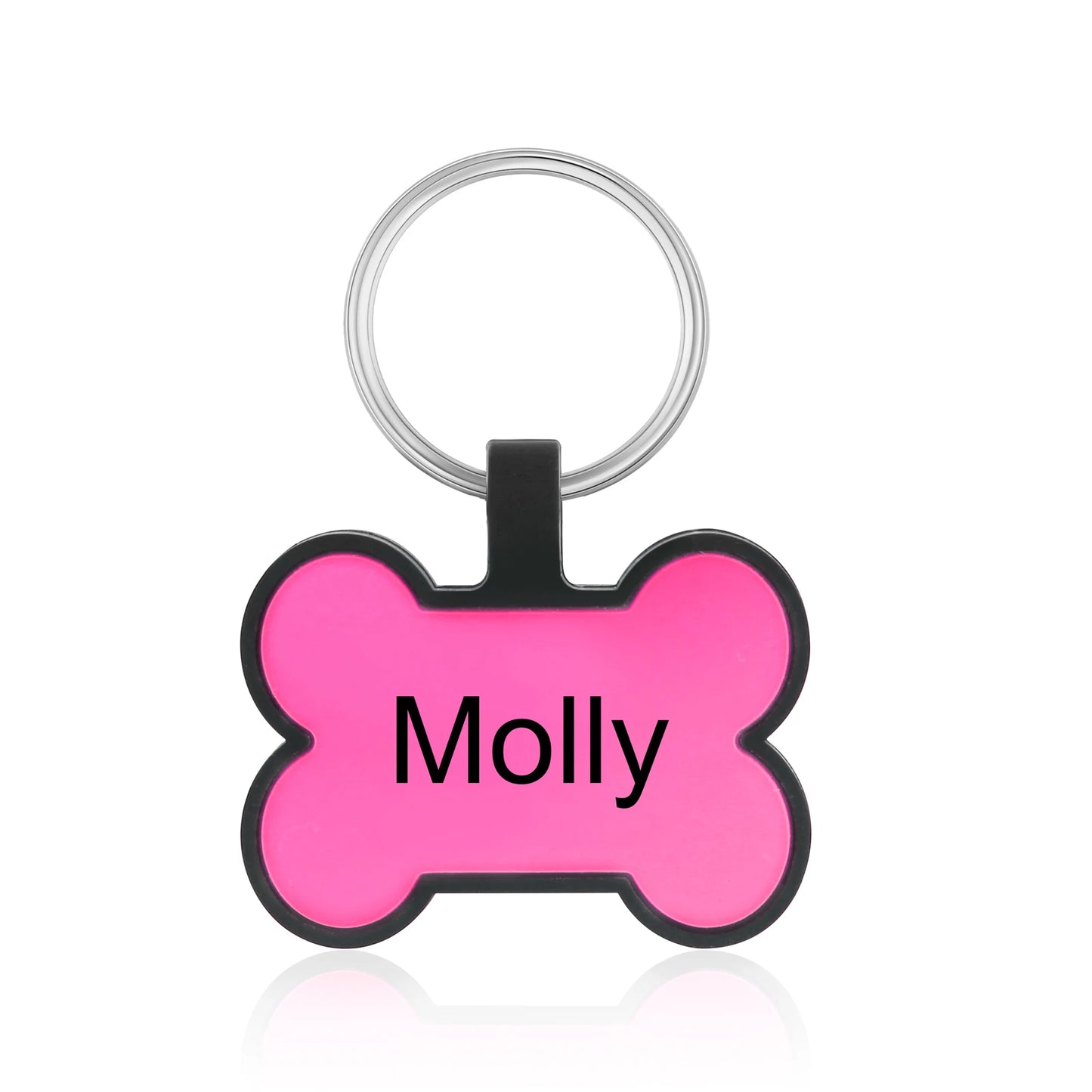 Personalized Pets ID Tag Silicone Double Side Custom Name&Number Bone Shape Pendant Anti-lost Pets Keychain Accessories