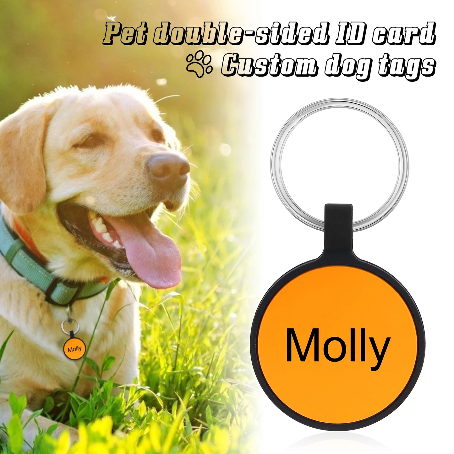 Personalized Pets ID Tag Silicone Double Side Custom Name&Number Bone Shape Pendant Anti-lost Pets Keychain Accessories