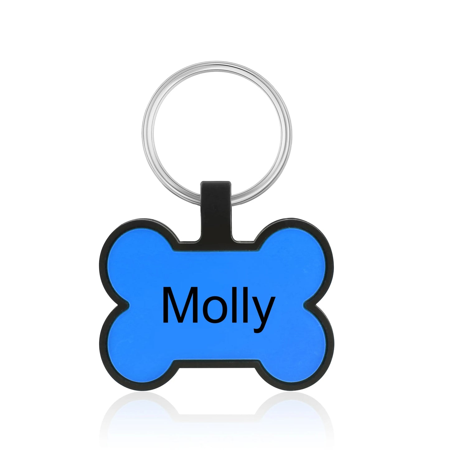 Personalized Pets ID Tag Silicone Double Side Custom Name&Number Bone Shape Pendant Anti-lost Pets Keychain Accessories