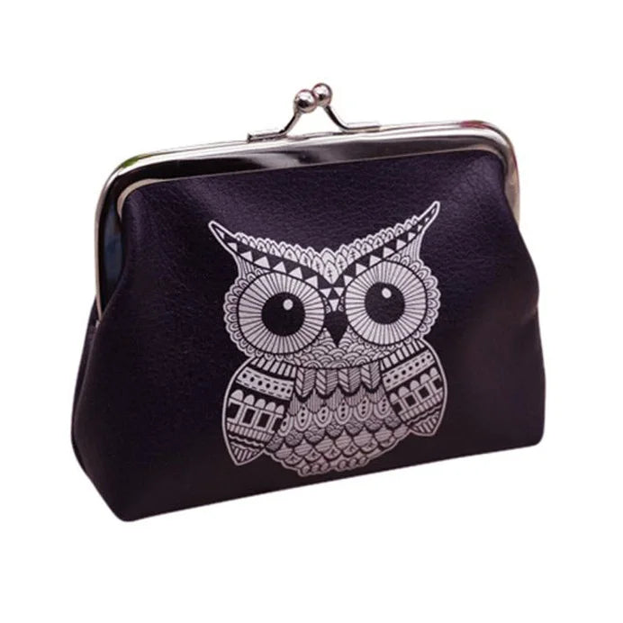 Owl Leather Coin Purse Womens Small Hasp Wallet Female Bank Card Holder Clutch Casual Retro Handbag Ladies Tote Bolsas Feminina