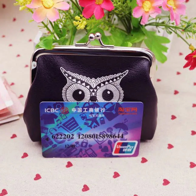 Owl Leather Coin Purse Womens Small Hasp Wallet Female Bank Card Holder Clutch Casual Retro Handbag Ladies Tote Bolsas Feminina