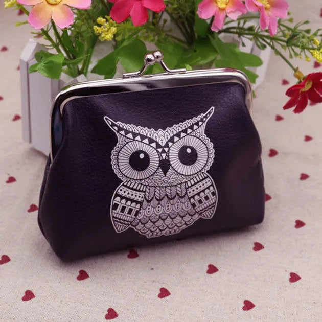 Owl Leather Coin Purse Womens Small Hasp Wallet Female Bank Card Holder Clutch Casual Retro Handbag Ladies Tote Bolsas Feminina