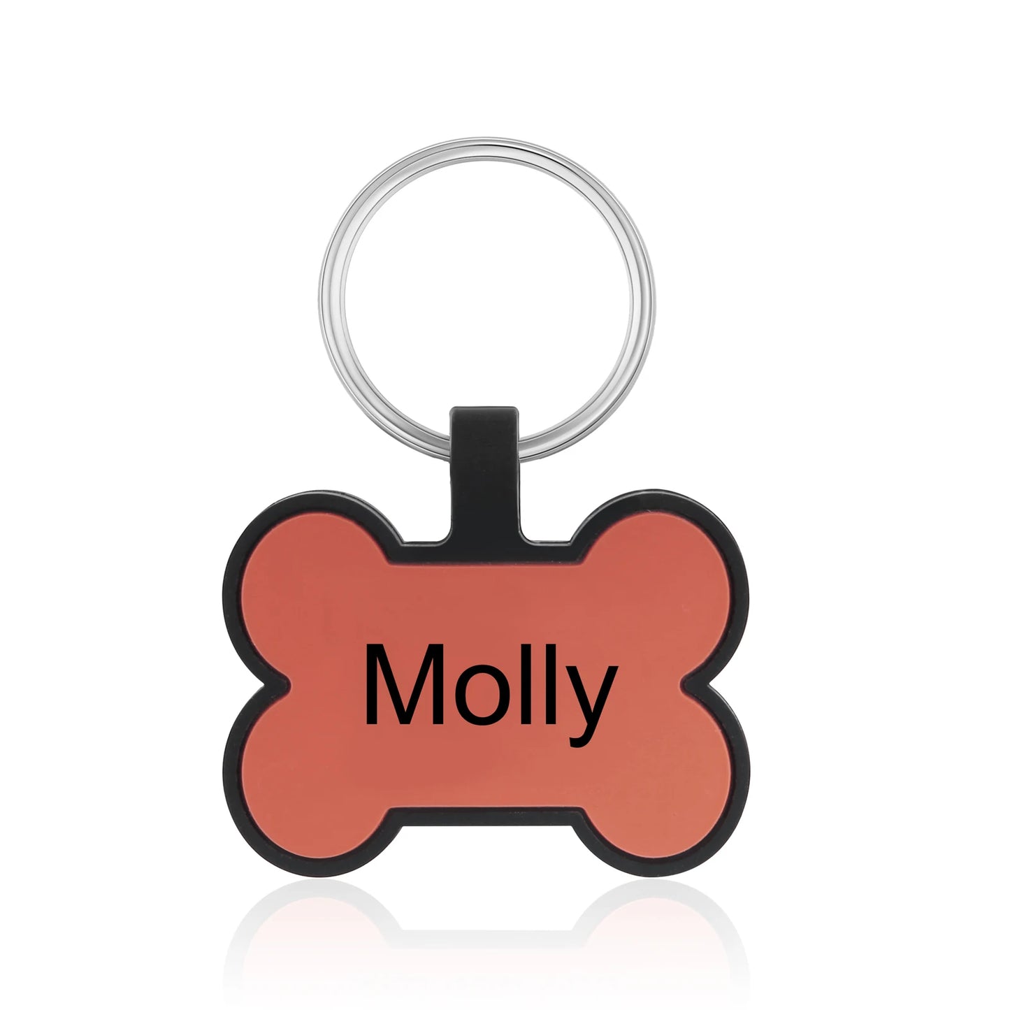 Personalized Pets ID Tag Silicone Double Side Custom Name&Number Bone Shape Pendant Anti-lost Pets Keychain Accessories