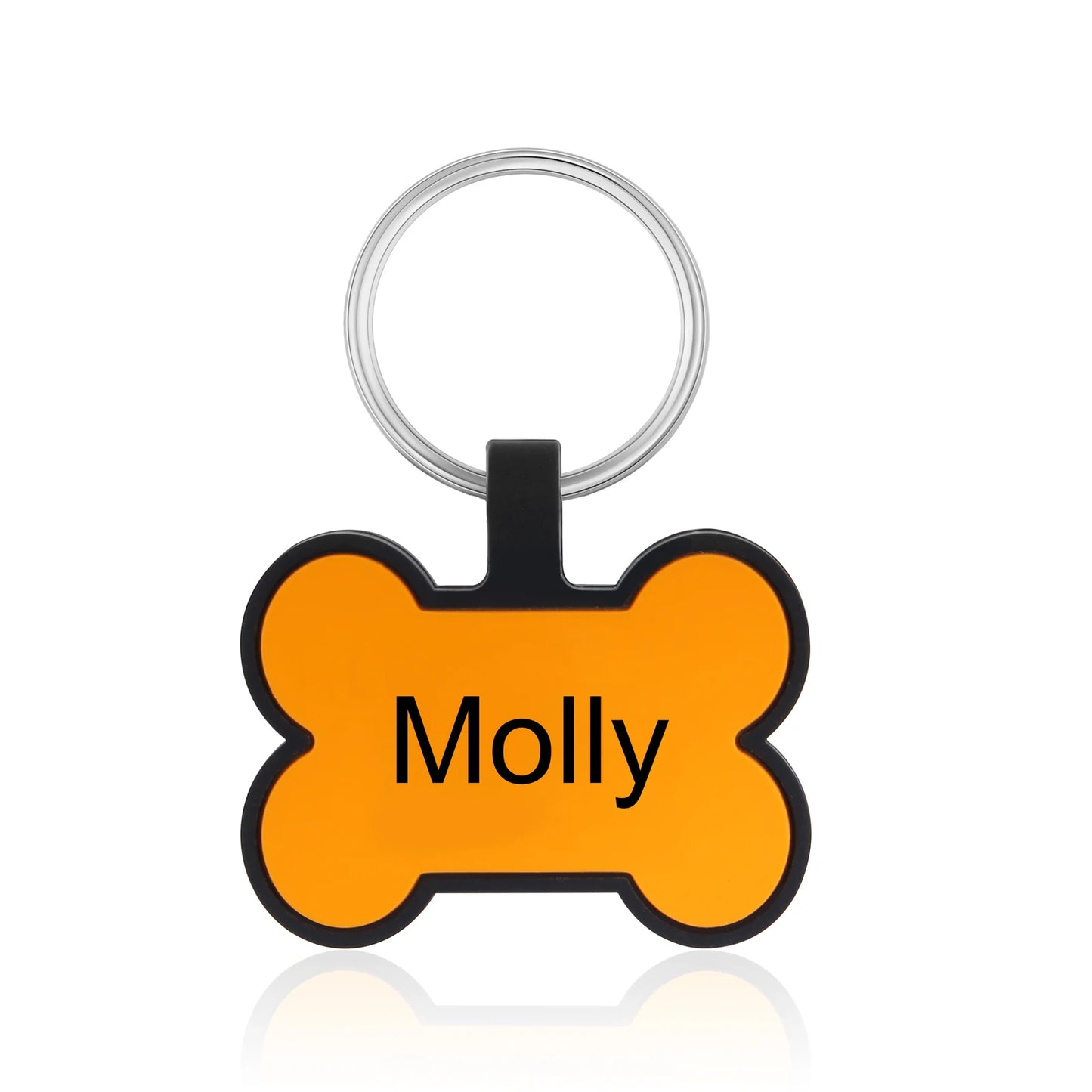 Personalized Pets ID Tag Silicone Double Side Custom Name&Number Bone Shape Pendant Anti-lost Pets Keychain Accessories