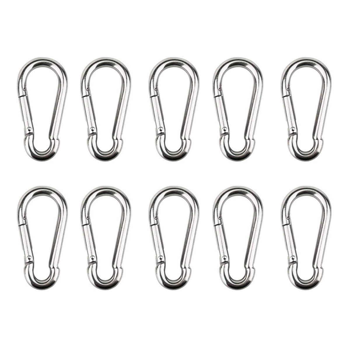 10pcs Spring Snap Hook Stainless Steel Carabiner Steel Clips Keychain Heavy Duty Quick Link For Camping Hiking Travel In Stock