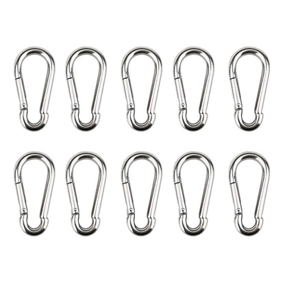 10pcs Spring Snap Hook Stainless Steel Carabiner Steel Clips Keychain Heavy Duty Quick Link For Camping Hiking Travel In Stock