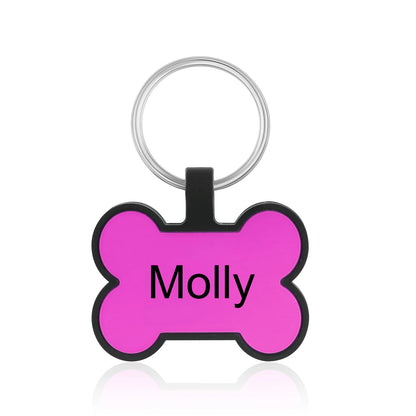 Personalized Pets ID Tag Silicone Double Side Custom Name&Number Bone Shape Pendant Anti-lost Pets Keychain Accessories