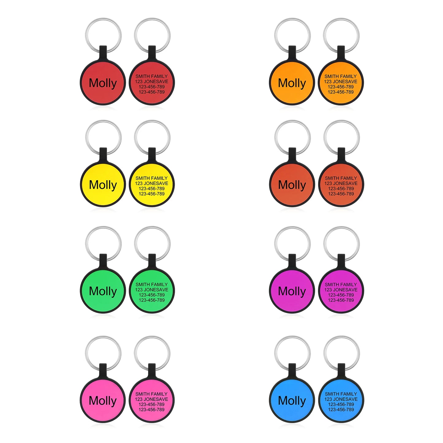 Personalized Pets ID Tag Silicone Double Side Custom Name&Number Bone Shape Pendant Anti-lost Pets Keychain Accessories