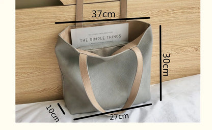 PU Leather Ladies Novelty Design Shoulder Bag for Women Double Side Color Student Book Shopping Bag Large Capacity Tote Handbag