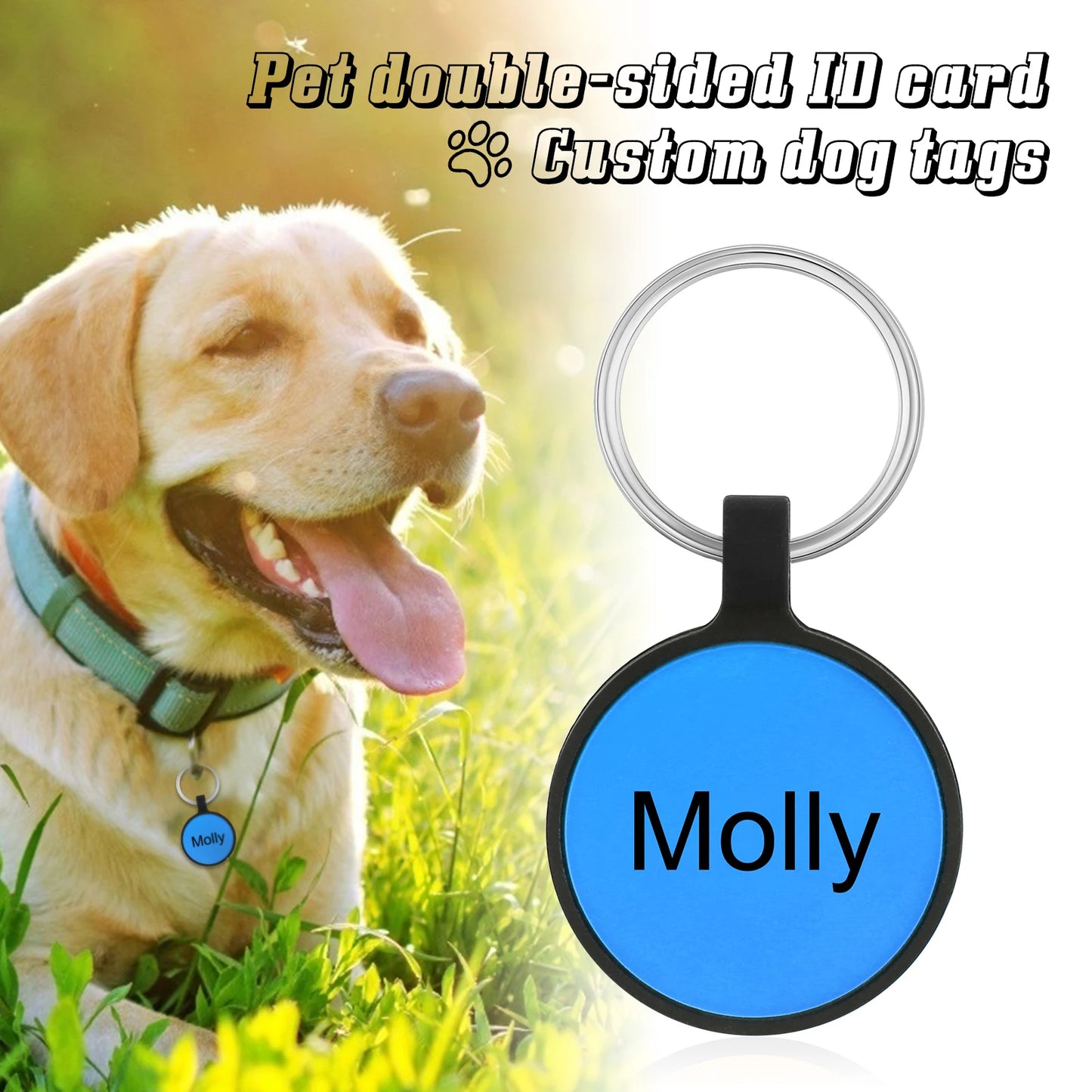 Personalized Pets ID Tag Silicone Double Side Custom Name&Number Bone Shape Pendant Anti-lost Pets Keychain Accessories