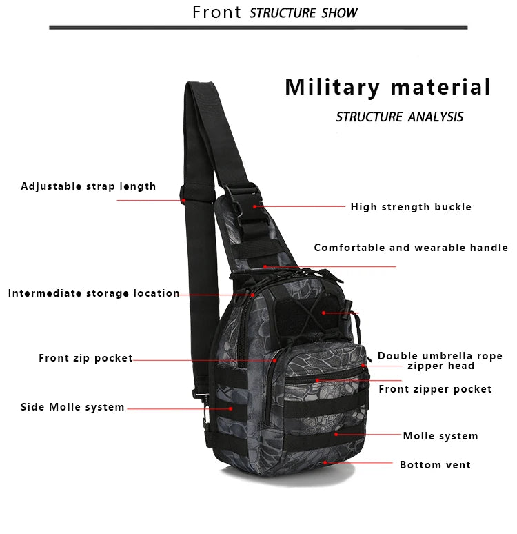 Men's Tactical Chest Bag Hiking Trekking Sports Climbing Backpack Camping Hunting Daypack Fishing Outdoor Military Shoulder Bags