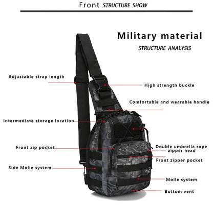 Men's Tactical Chest Bag Hiking Trekking Sports Climbing Backpack Camping Hunting Daypack Fishing Outdoor Military Shoulder Bags