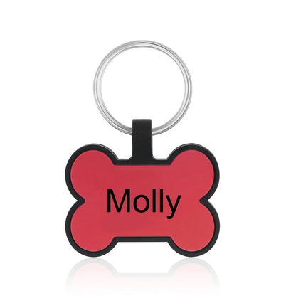 Personalized Pets ID Tag Silicone Double Side Custom Name&Number Bone Shape Pendant Anti-lost Pets Keychain Accessories