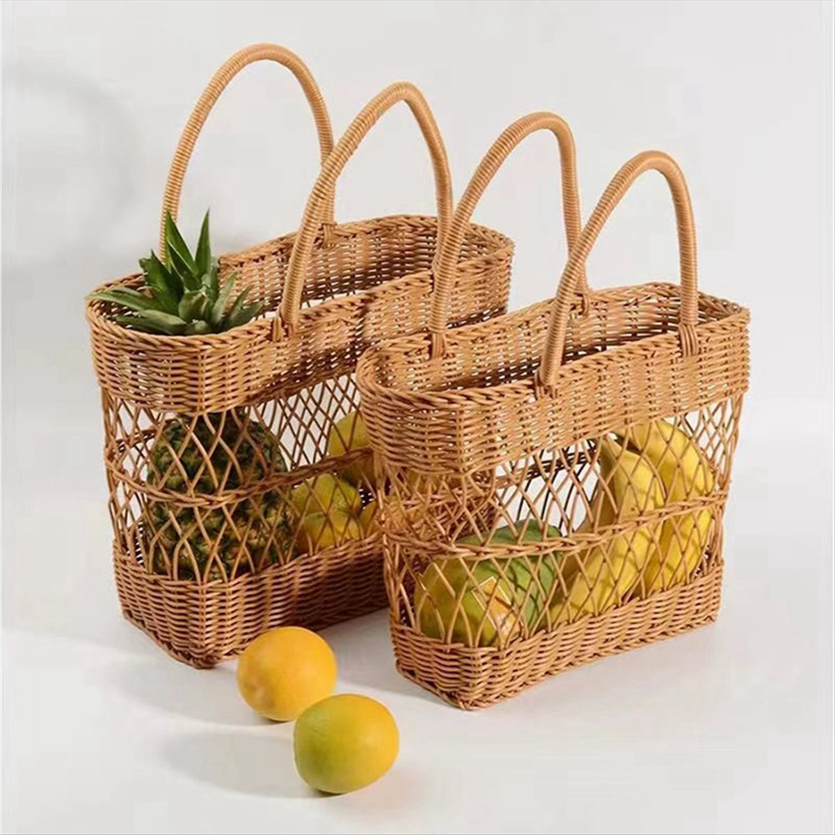 Woven Storage Bags for Picnics and Outings Hanging Makeup Organizer Handmade Travel Bag for Women Shopping Basket 36cm