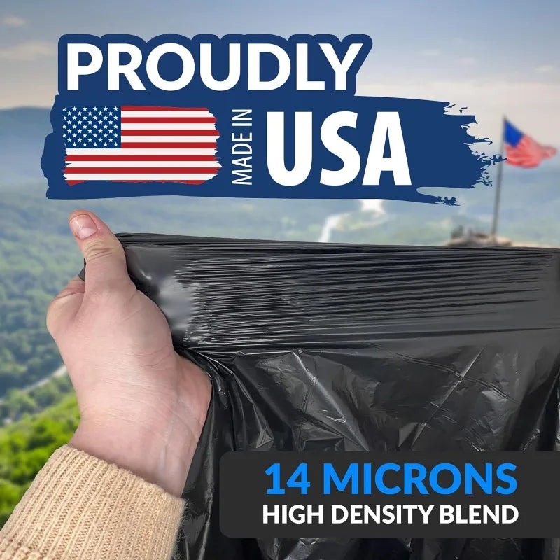 40-45 Gallon Trash Bags Heavy Duty,  250 Bags,  Large Black Garbage Bags,  39, 40, 42, 45 Gallon,  Made in USA