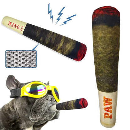 Dog Simulation Cigar Plush Sound Puppy Toys Green Stick Dogs Pet Chew Bite Toy With Squeake Stuffed Raw Dog Joint Toys Spot Good