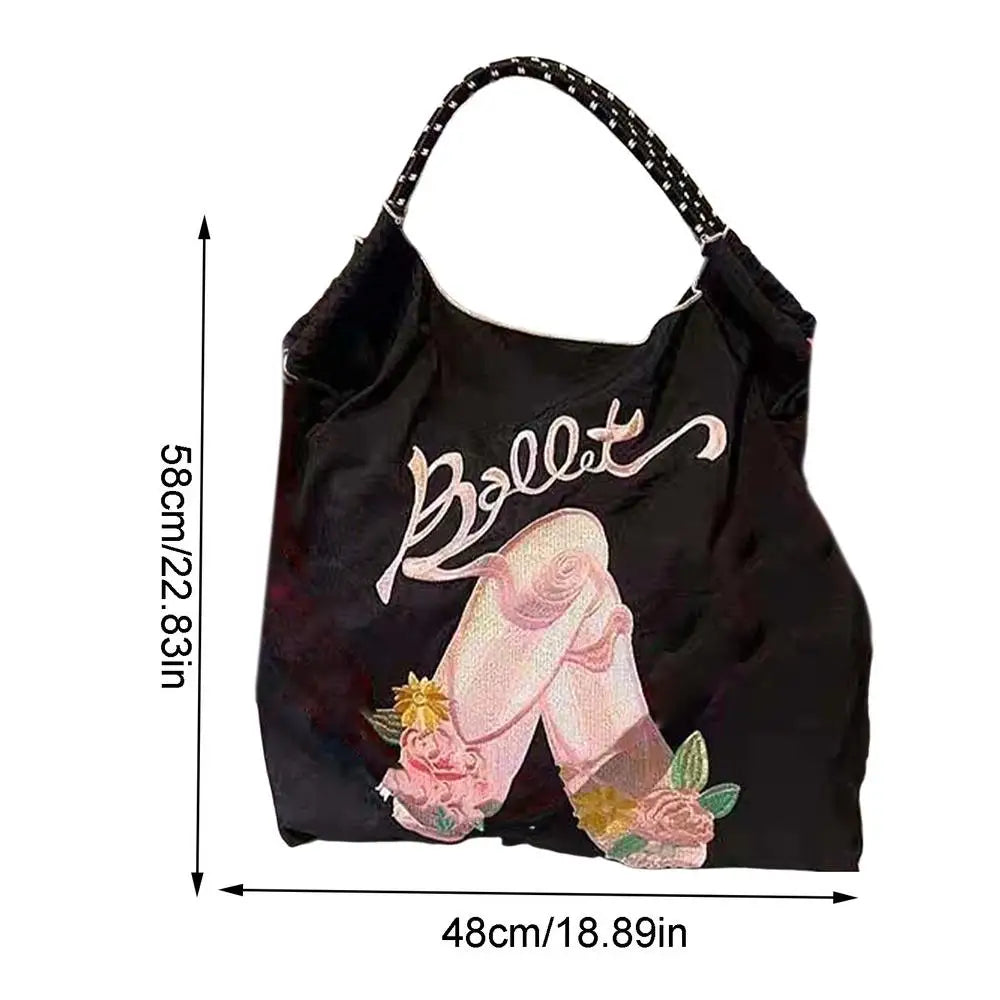 Embroidered Printed Handbags Lady Reusable Shopping Bag Women Retro Shoulder Bag Tote Bag