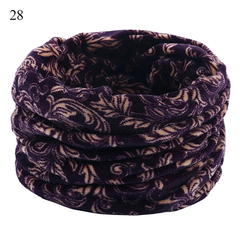 Winter Warm Soft Fleece Scarf Plush Neck Warmer For Women Men Print Floral Snood Scarves Unisex Tippet Neckerchief Shawl Wrap