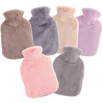 2L Hot Water Bag Protective Case Winter Removable Plush Cover Cold-proof Warm Faux Fur Fleece Cover Heat Preservation Covers