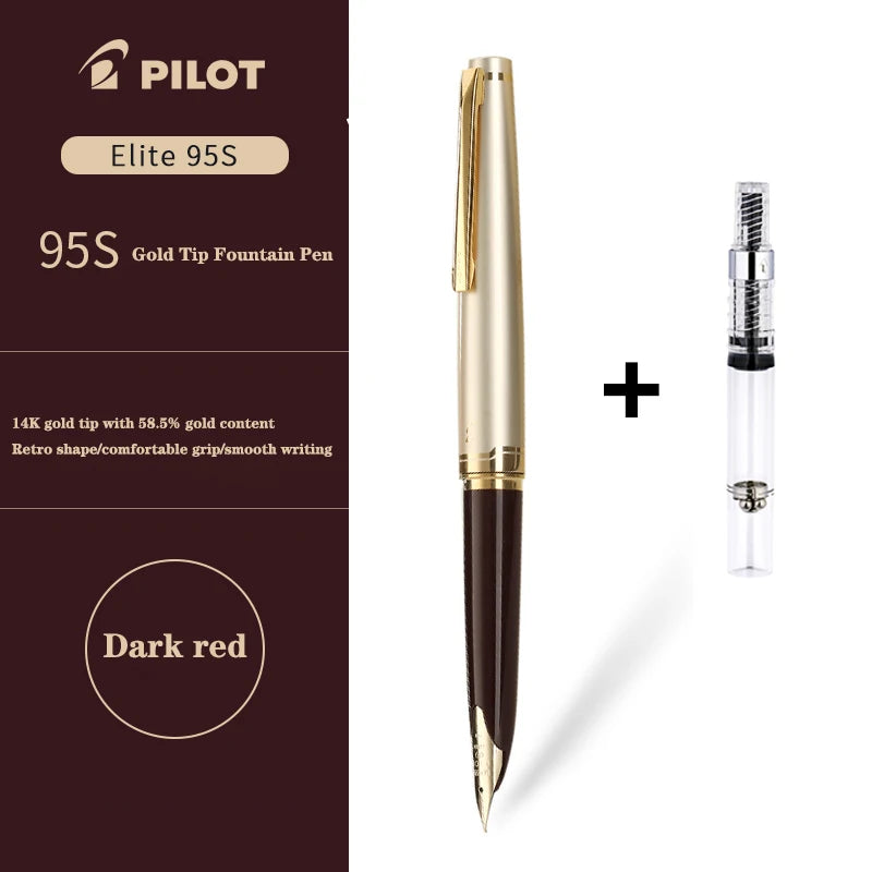 Japan PILOT Fountain Pen 14K Gold Tip 95s Elite 95th Anniversary Engraved Pocket Design Portable Gold Pen High-end Stationer