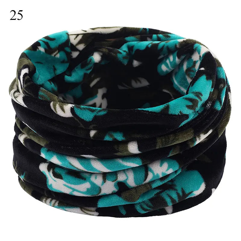 Winter Warm Soft Fleece Scarf Plush Neck Warmer For Women Men Print Floral Snood Scarves Unisex Tippet Neckerchief Shawl Wrap