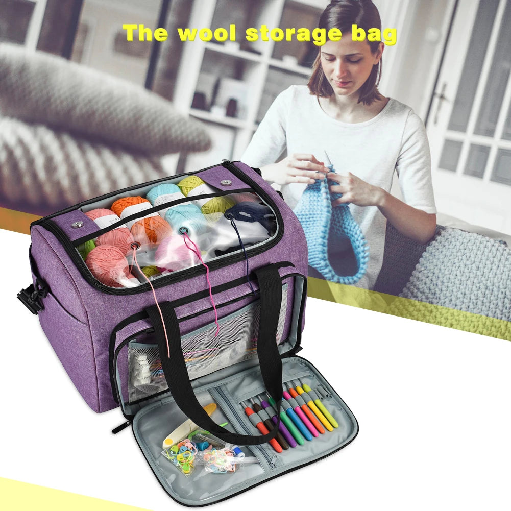 Wool Yarn Storage Bag Yarn Knitting Tools Organizer Case Lightweight Knitting Crochet Organizer Large Capacity Travel Yarn Bags