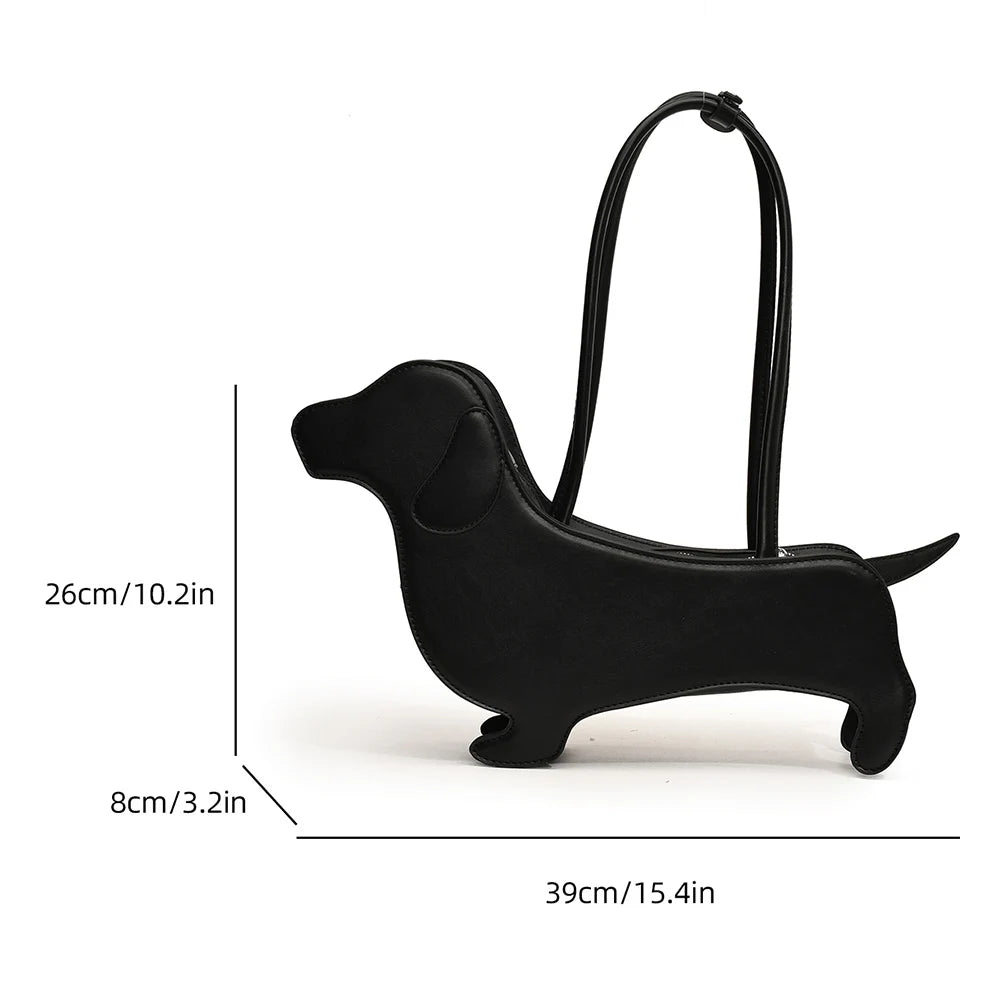 Cartoon Dog Shaped Unique Tote Purse Novelty Designer Shoulder Bags PU Leather Funny Handbag Solid Creative Underarm Bags Bolsas