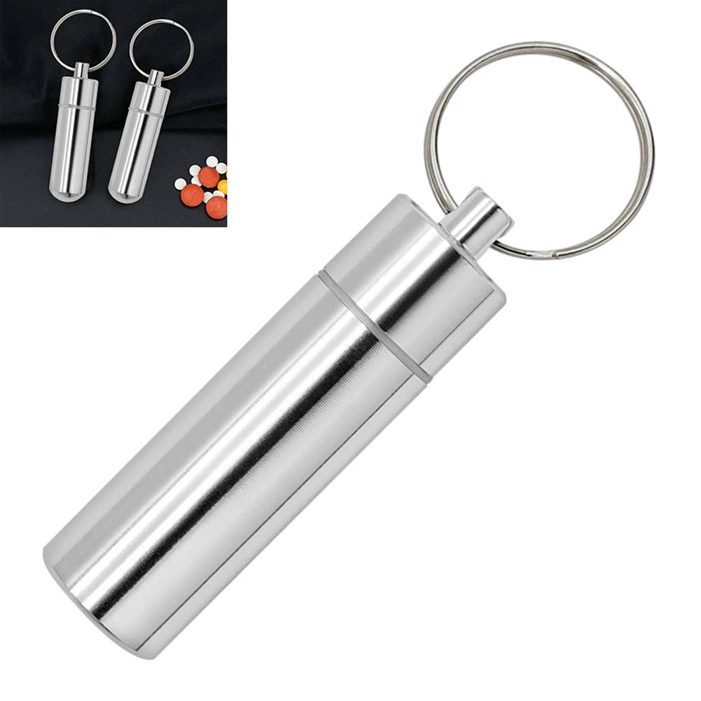 S/M/L Keychain Pill Box Case Bottle Portable Waterproof Pill Container Aluminum Alloy Health Care for Outdoor Travel Camping