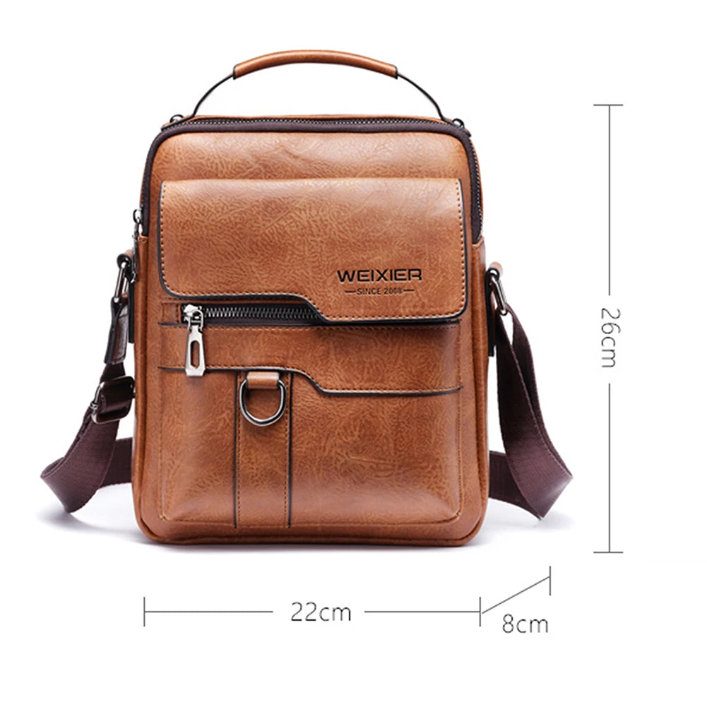 Men's Genuine Leather Crossbody Shoulder Bags Vintage PU Men Handbag Tote Casual Business Man Messenger Bag Leather Fanny Pack