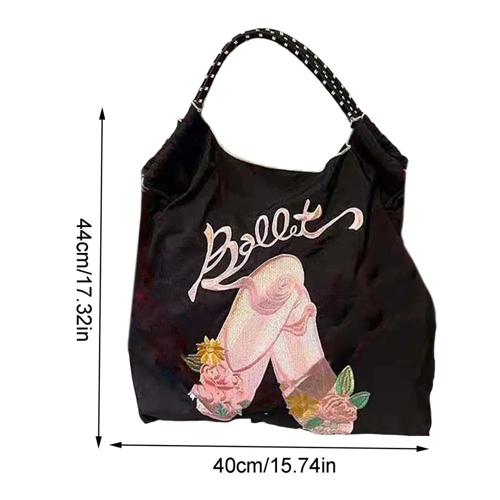 Embroidered Printed Handbags Lady Reusable Shopping Bag Women Retro Shoulder Bag Tote Bag