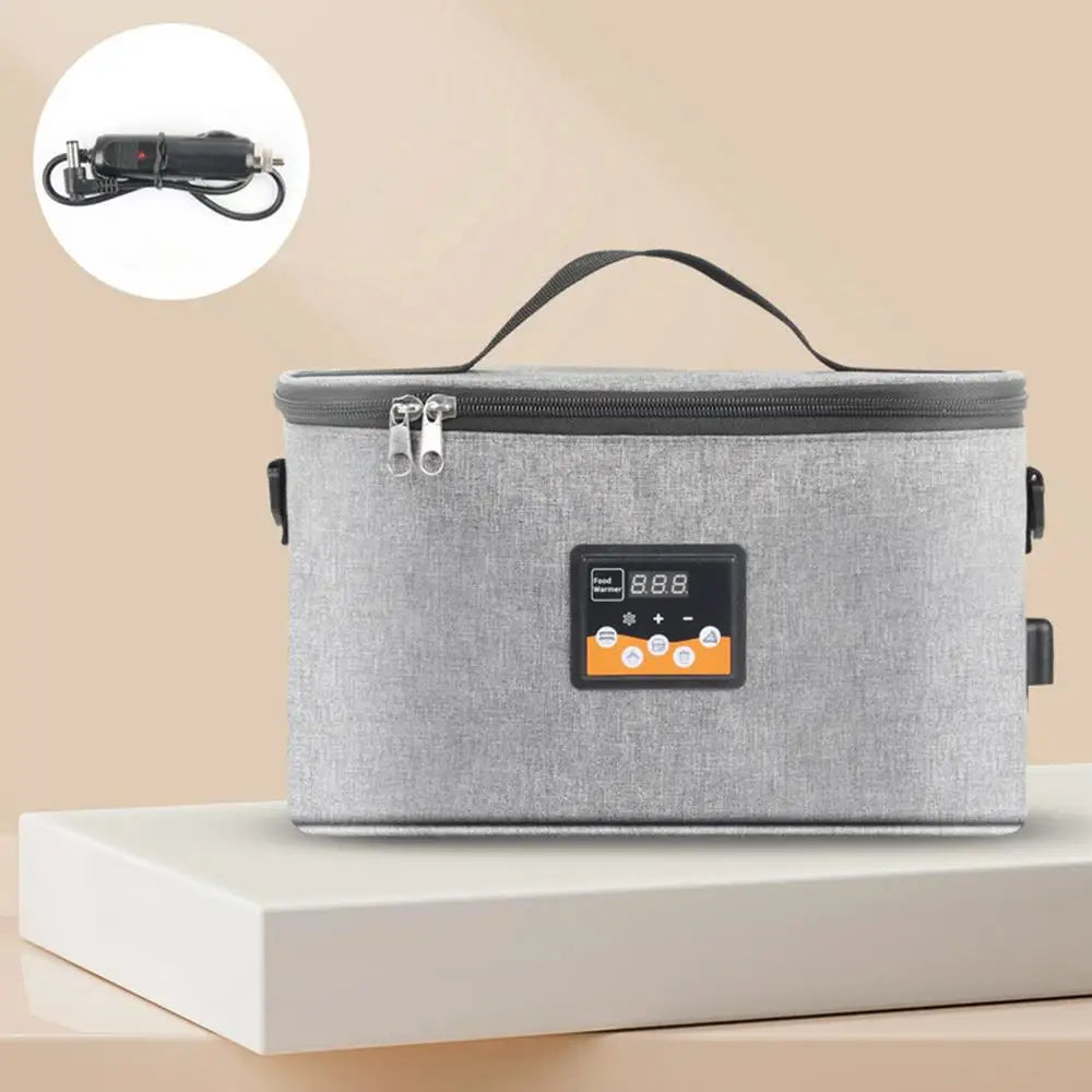 30cm Electric Heated Lunch Box Food Heater Food Warming Tote for car and home, 12V Portable Personal Oven with Tableware Bag