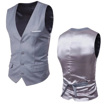 Men's Dress Suit Vest V Neck Slim Fit Waistcoat Formal Business Sleeveless Vests for Wedding Groomsman Gilet Men Clothes 6XL