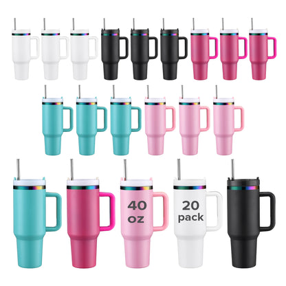 4Pcs /20 Pcs 40OZ tumbler with Handle,40OZ powder coated tumbler, rainbow Vacuum Water bottle,travel cup,for home,engraving