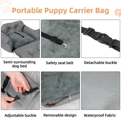 Portable Semi-closed Pet Dog Car Sear Carrier 3-purpose Cat Puppy Travel Bed Car Booter Seat with Safety Belt