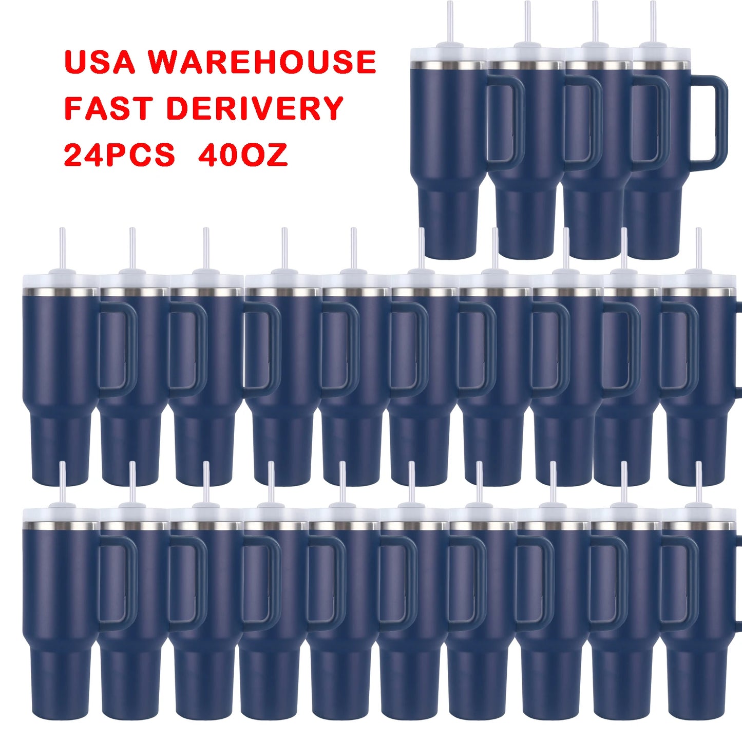 24pack 40oz NEW Stainless Steel Vacuum Insulated Tumbler with Lid and Straw for Water, Iced Tea or Coffee bulk wholesale no logo