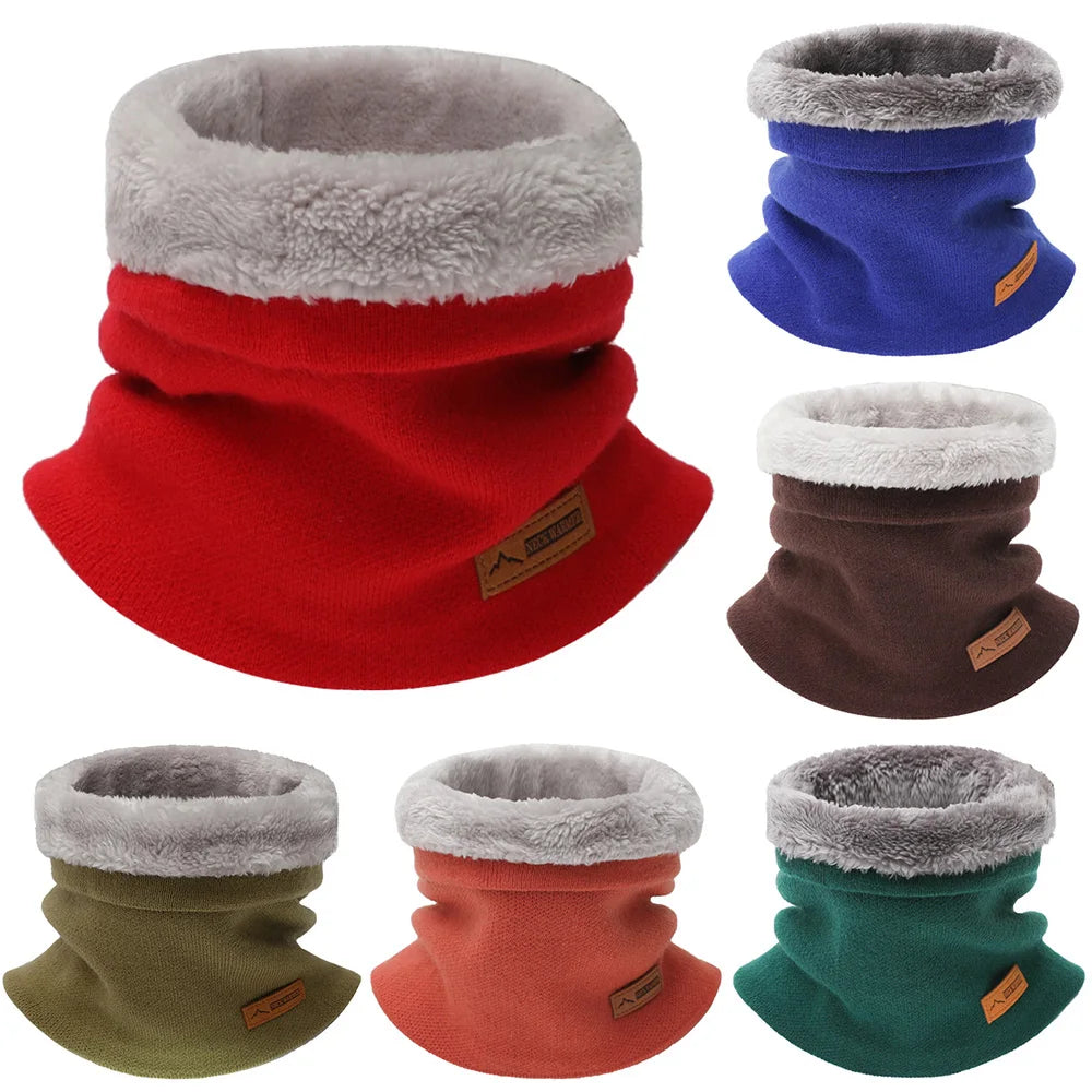 Unisex Winter Scarf Fleece Ring Bandana Thick Cashmere Warm Solid Scarf Women Men Neck Warmer Outdoor Sport Ski Cycling Mask