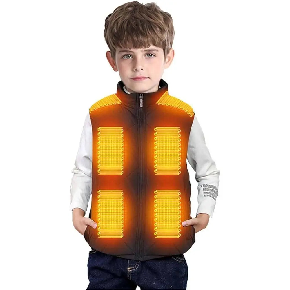 Heated Vest for Boys Girls 13 Heating Zones Heated Body Warmer Kids Gilet USB Charging Heated Waistcoat Washable