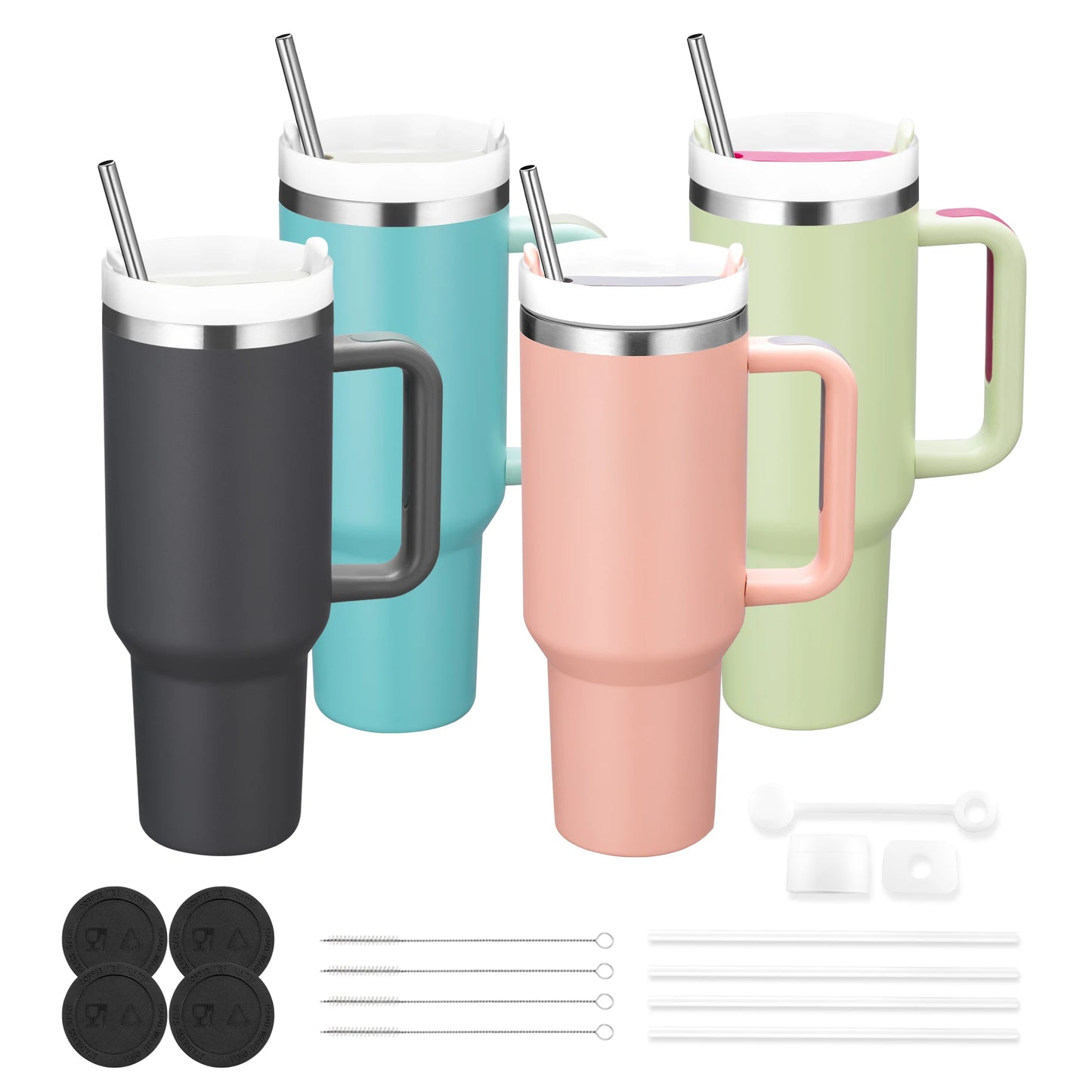 4Pcs /20 Pcs 40OZ tumbler with Handle,40OZ powder coated tumbler, rainbow Vacuum Water bottle,travel cup,for home,engraving