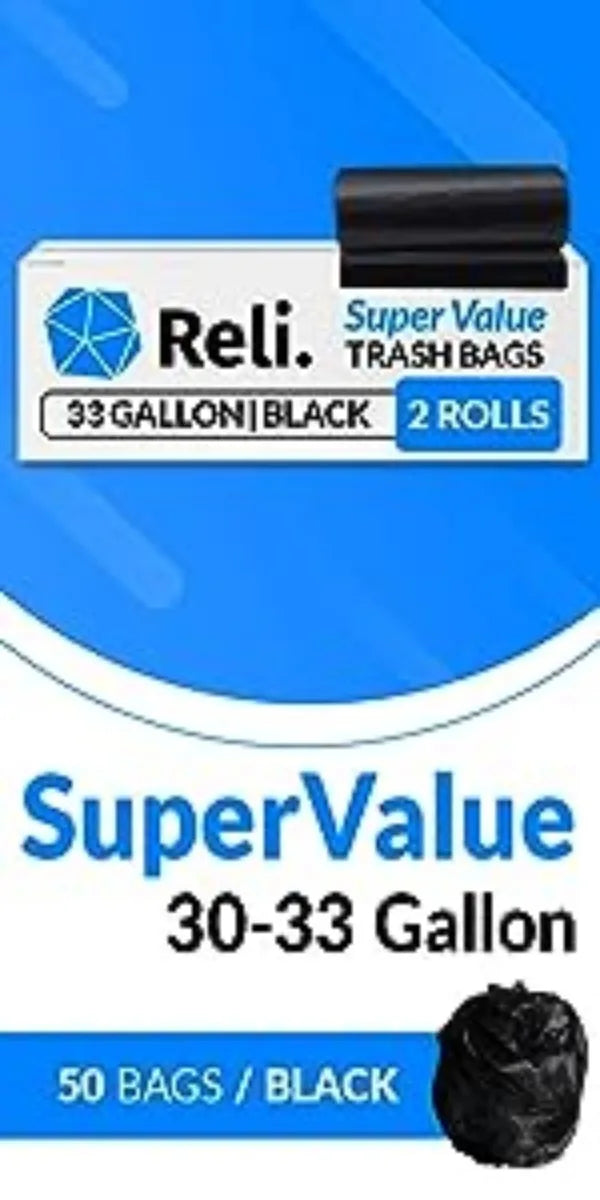 Reli. SuperValue 13 Gallon Trash Bags  1000 Count Bulk  Tall Kitchen  Can Liners  Black Multi-Use Garbage Bags