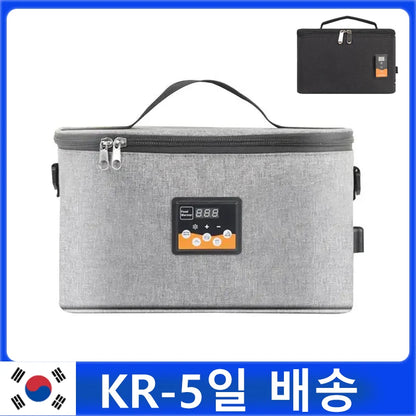 30cm Electric Heated Lunch Box Food Heater Food Warming Tote for car and home, 12V Portable Personal Oven with Tableware Bag