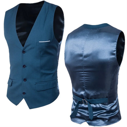 Men's Dress Suit Vest V Neck Slim Fit Waistcoat Formal Business Sleeveless Vests for Wedding Groomsman Gilet Men Clothes 6XL