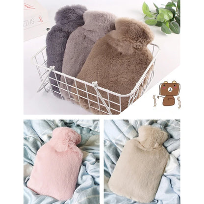 2L Hot Water Bag Protective Case Winter Removable Plush Cover Cold-proof Warm Faux Fur Fleece Cover Heat Preservation Covers