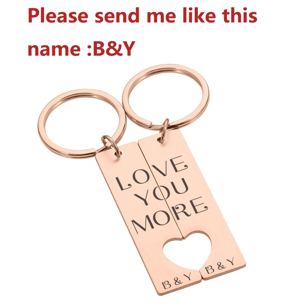 Stainless Personalized Heart Keychain Set Engraved Date and Name Custom Spotify Music Code KeyChain Car Love Keyring Gift Couple