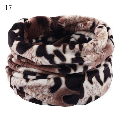 Winter Warm Soft Fleece Scarf Plush Neck Warmer For Women Men Print Floral Snood Scarves Unisex Tippet Neckerchief Shawl Wrap